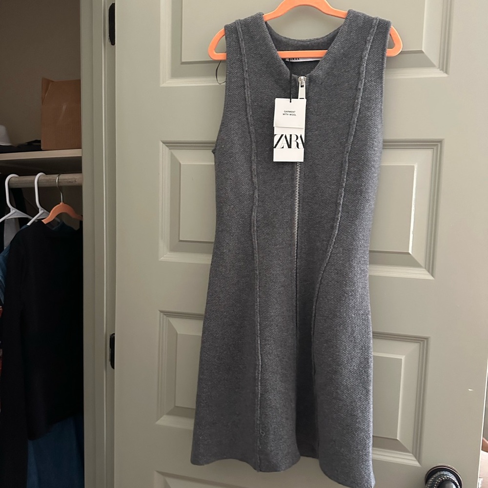 Zara Gray Knit Dress with Zipper
